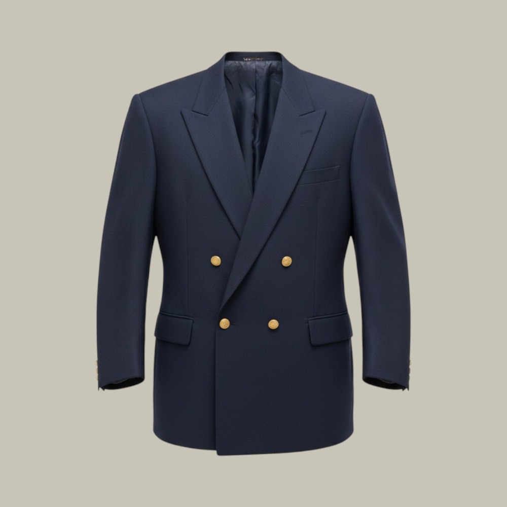 Stafford Blazer 48L Double Breasted Worsted Wool Blend Navy Peak Vintage USA